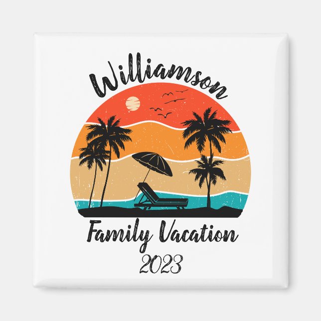 Personalisierter Familienurlaub Magnet (Vorne)