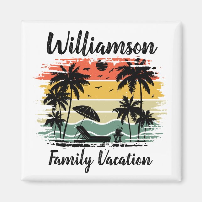 Personalisierter Familienurlaub Magnet (Vorne)