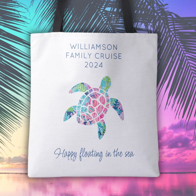Personalisierter Familienurlaub Meeresschildkröte (A personalized tote bag to take to the pool or beach.)