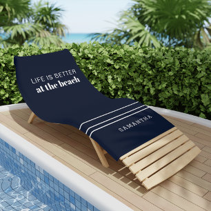 Personalisierter Familienurlaub Navy Strandtuch