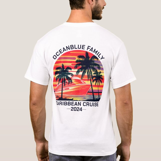 Personalisierter Familienurlaub passend Retro T-Shirt (Rückseite)