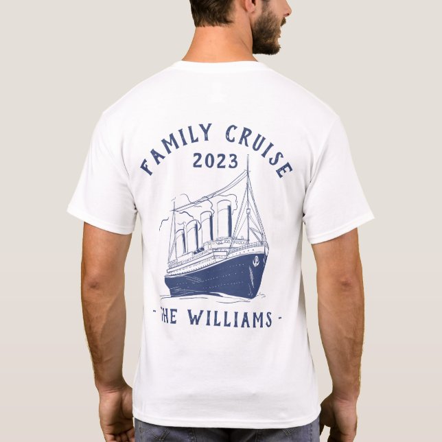 Personalisierter Familienurlaub Schifffahrt T-Shirt (Rückseite)