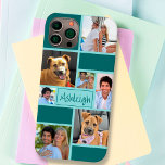 Personalisierter Farbblock 7 FotoCollage Case-Mate iPhone 14 Hülle<br><div class="desc">Erstellen Sie Ihr eigenes personalisiertes, benutzerdefiniertes Foto-Handy mit einem Farbblock-Design in Ihrer Farbwahl, 7 und Ihrem Namen, Monogramm oder anderen Texten in Ihrer Wahl von Schriftart Stile und Farbe (in modernen handgeschriebenen Typografie gezeigt). Die Probe wird in türkisfarbenen aquamarinen Farben angezeigt, die Sie ändern können, um Ihren Stil. TELEFONOPTIONEN: Das...</div>