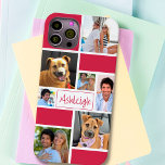 Personalisierter Farbblock 7 FotoCollage Case-Mate iPhone 14 Hülle<br><div class="desc">Erstellen Sie Ihre eigene personalisierte, benutzerdefinierte Farbe Foto Handy-Gehäuse mit einem Farbblock-Design in Ihrer Wahl (in magenta Rose Rosa gezeigt), 7 Bilder und Ihren Namen, Monogramm oder anderen Text in Ihrer Wahl von Schriftart Stile und Farbe (in modernen handgeschriebenen Typografie gezeigt). TELEFONOPTIONEN: Das Beispiel wird auf dem iPhone 14 Modell...</div>