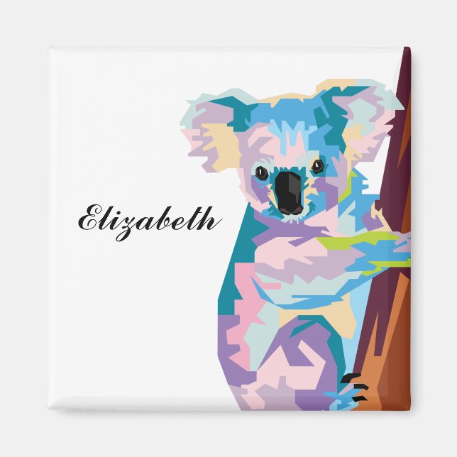 Personalisierter farbenfroher Pop Art Koala Magnet (Vorne)