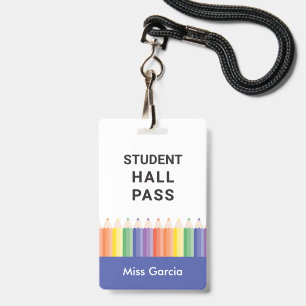Personalisierter farbenfroher Schüler-Hall-Pass Ausweis