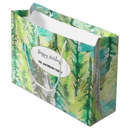 Personalisierter farbenfroher Wasserfarben-Tannenb Große Geschenktüte
