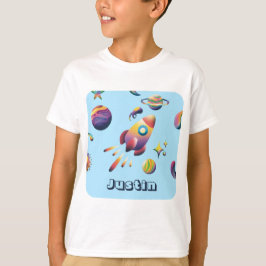 Personalisierter farbenfroher Weltraum-Planeten-Rü T-Shirt