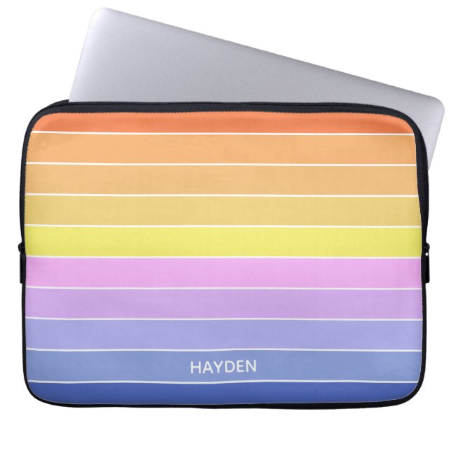Personalisierter Farbiger Horizontale Streifen Son Laptopschutzhülle (Vorderseite)