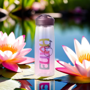 Personalisierter farbiger Name Rosa blauer violett Trinkflasche