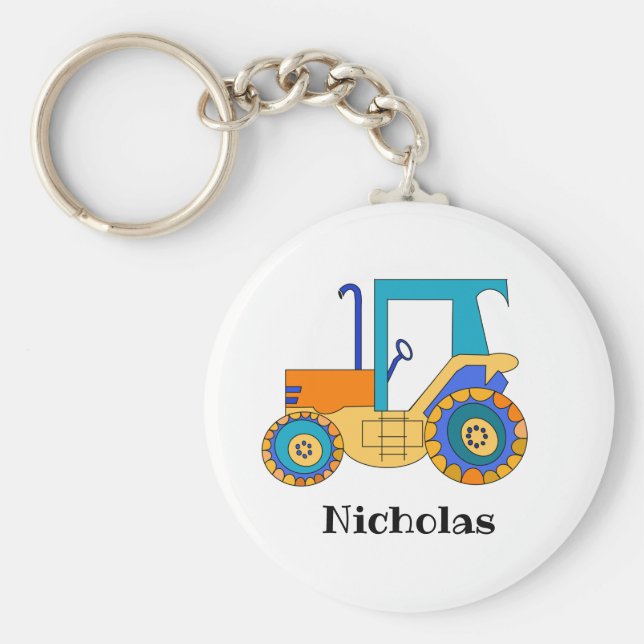 Personalisierter farbiger Traktor Schlüsselanhänger (Vorne)