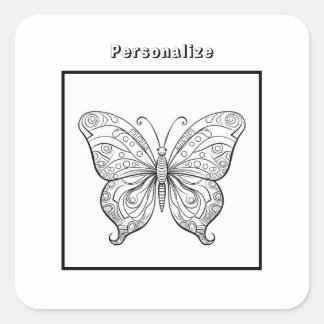 Personalisierter Farbschmetterling Quadratischer Aufkleber