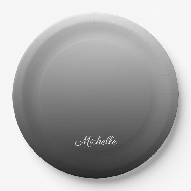 Personalisierter Farbverlauf Ober-schwarze Farbtön Pappteller (Vorderseite)