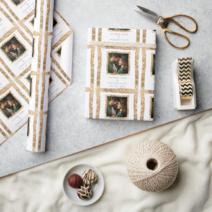 Personalisierter Faux-Goldrahmen Rustikale Eleganz Geschenkpapier