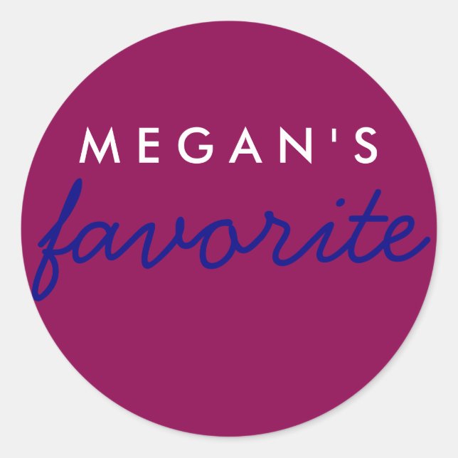 Personalisierter Favorit Maroon Magenta Navy Blau Runder Aufkleber (Vorderseite)