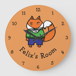 Personalisierter Felix der Fuchs Große Wanduhr