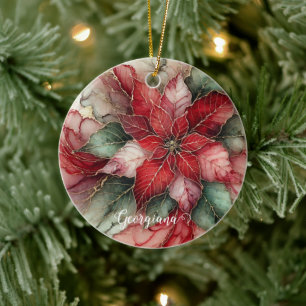 Personalisierter festlicher Bluthochdruck Tinte Po Keramik Ornament