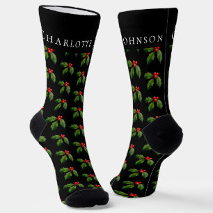 Personalisierter Festlicher Stechpalmenzweig Weihn Socken