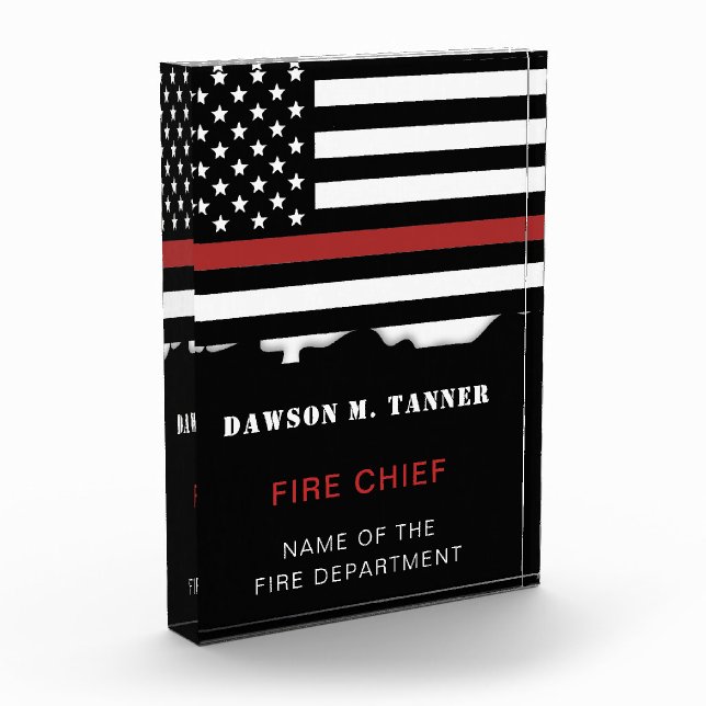 Personalisierter Feuerwehrhelfer mit dünner roter  Fotoblock (Links)