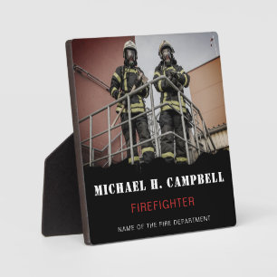 Personalisierter Feuerwehrhelfer mit dünner roter  Fotoplatte