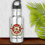 Personalisierter Feuerwehrmann Edelstahlflasche<br><div class="desc">Feuerwehrhaken,  personalisierte Wasserflasche. Ideal für Geburtstage,  Werbeaktionen,  Abschluss oder Pensionierung.</div>