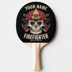 Personalisierter Feuerwehrmann Feuerwehr Schädel Tischtennis Schläger