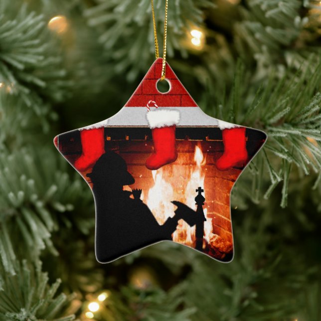 Personalisierter Feuerwehrmann Keramik Ornament (Baum)
