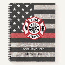 Personalisierter Feuerwehrmann mit dünner roter Li Notizbuch