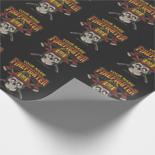 Personalisierter Feuerwehrmann-Schädelhelm-Axt-Feu Geschenkpapier