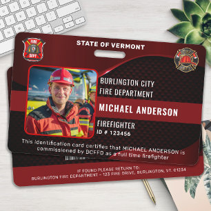 Personalisierter Firefighter Custom Employee Foto  Ausweis