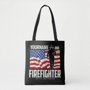 Personalisierter Firefighter Rescue USA Flag Patri