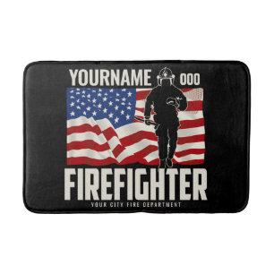 Personalisierter Firefighter Rescue USA Flag Patri Badematte