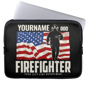Personalisierter Firefighter Rescue USA Flag Patri Laptopschutzhülle