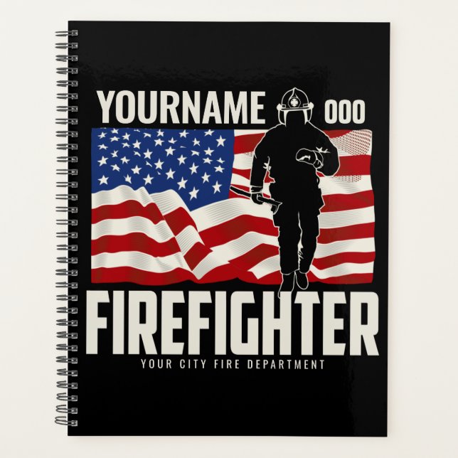 Personalisierter Firefighter Rescue USA Flag Patri Planer (Vorderseite)