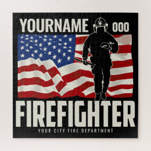 Personalisierter Firefighter Rescue USA Flag Patri Puzzle