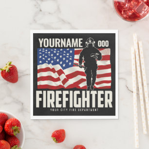Personalisierter Firefighter Rescue USA Flag Patri Serviette