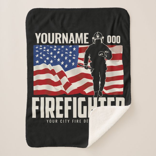 Personalisierter Firefighter Rescue USA Flag Patri Sherpadecke (Vorderseite)