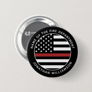 Personalisierter Firefighter Thin Red Line USA-Fla Button