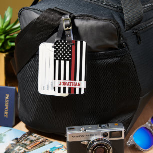 Personalisierter Firefighter Thin Red Line USA-Fla Gepäckanhänger
