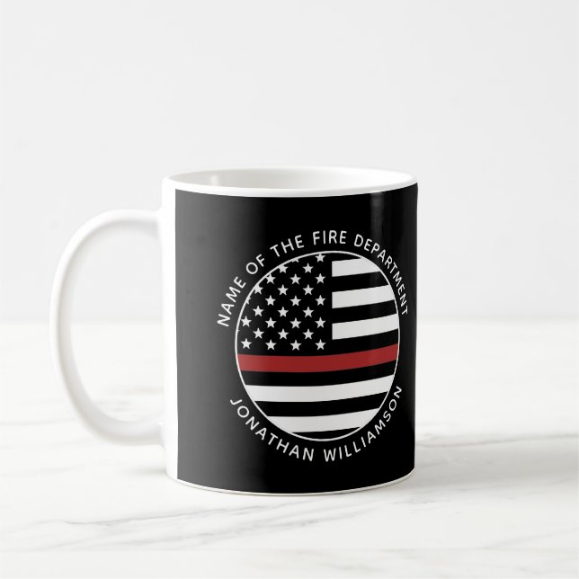 Personalisierter Firefighter Thin Red Line USA-Fla Kaffeetasse (Links)