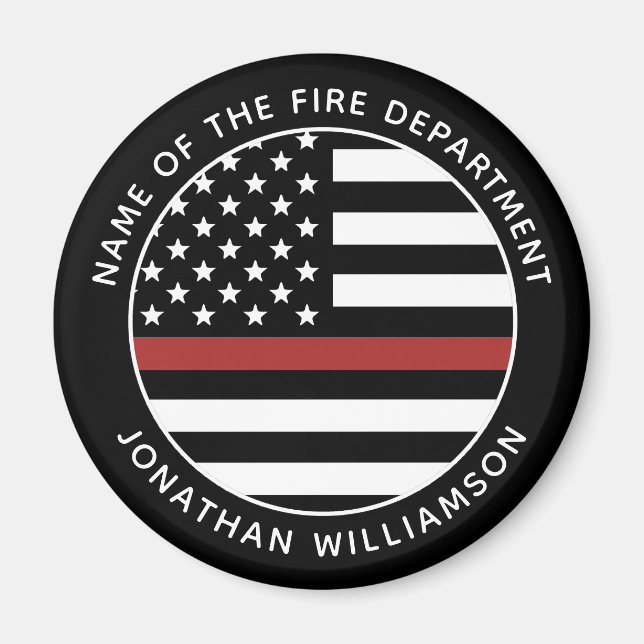 Personalisierter Firefighter Thin Red Line USA-Fla Magnet (Vorne)