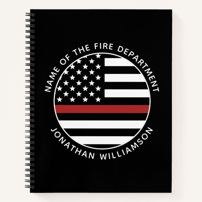 Personalisierter Firefighter Thin Red Line USA-Fla Notizbuch (Vorderseite)