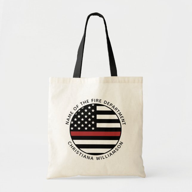 Personalisierter Firefighter Thin Red Line USA-Fla Tragetasche (Vorne)