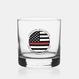 Personalisierter Firefighter Thin Red Line USA-Fla Whiskyglas