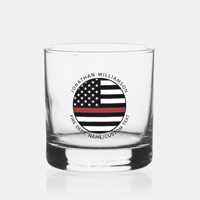 Personalisierter Firefighter Thin Red Line USA-Fla Whiskyglas (Vorderseite)