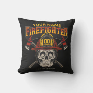 Personalisierter Fireman Skull Helm AX Firefighter Kissen