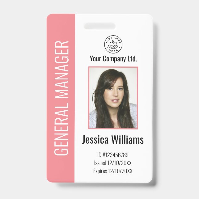 Personalisierter Firmenmitarbeiter Pink-ID Ausweis (Vorderseite)