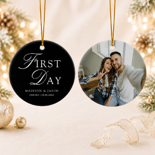 Personalisierter First Day Foto-Weihnachtsbaumschm Keramik Ornament