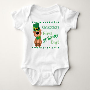 Personalisierter First St Patricks Day Bär Baby Strampler