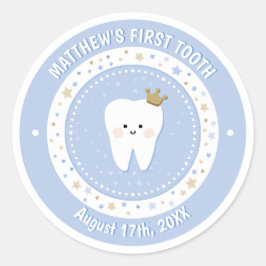Personalisierter First Tooth Meilenstein Runder Aufkleber